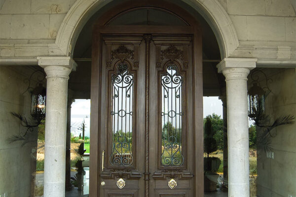 solara-custom-classic-steel-outdoor-lighting-entrance-bounganvillea